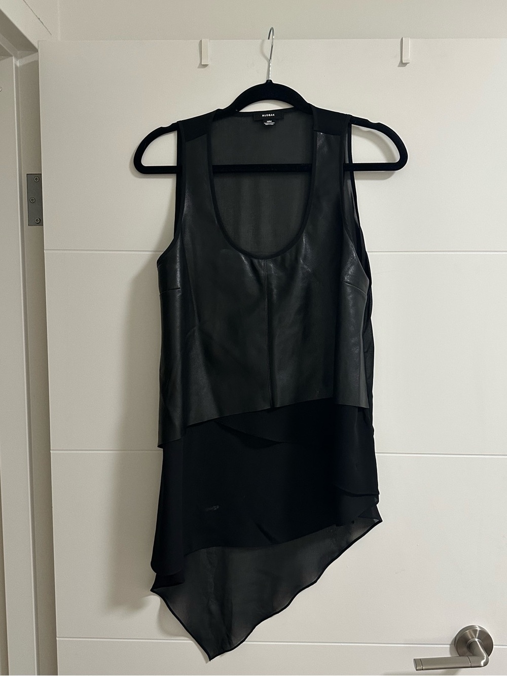 Rudsak Sheer Layered Leather Tank Top